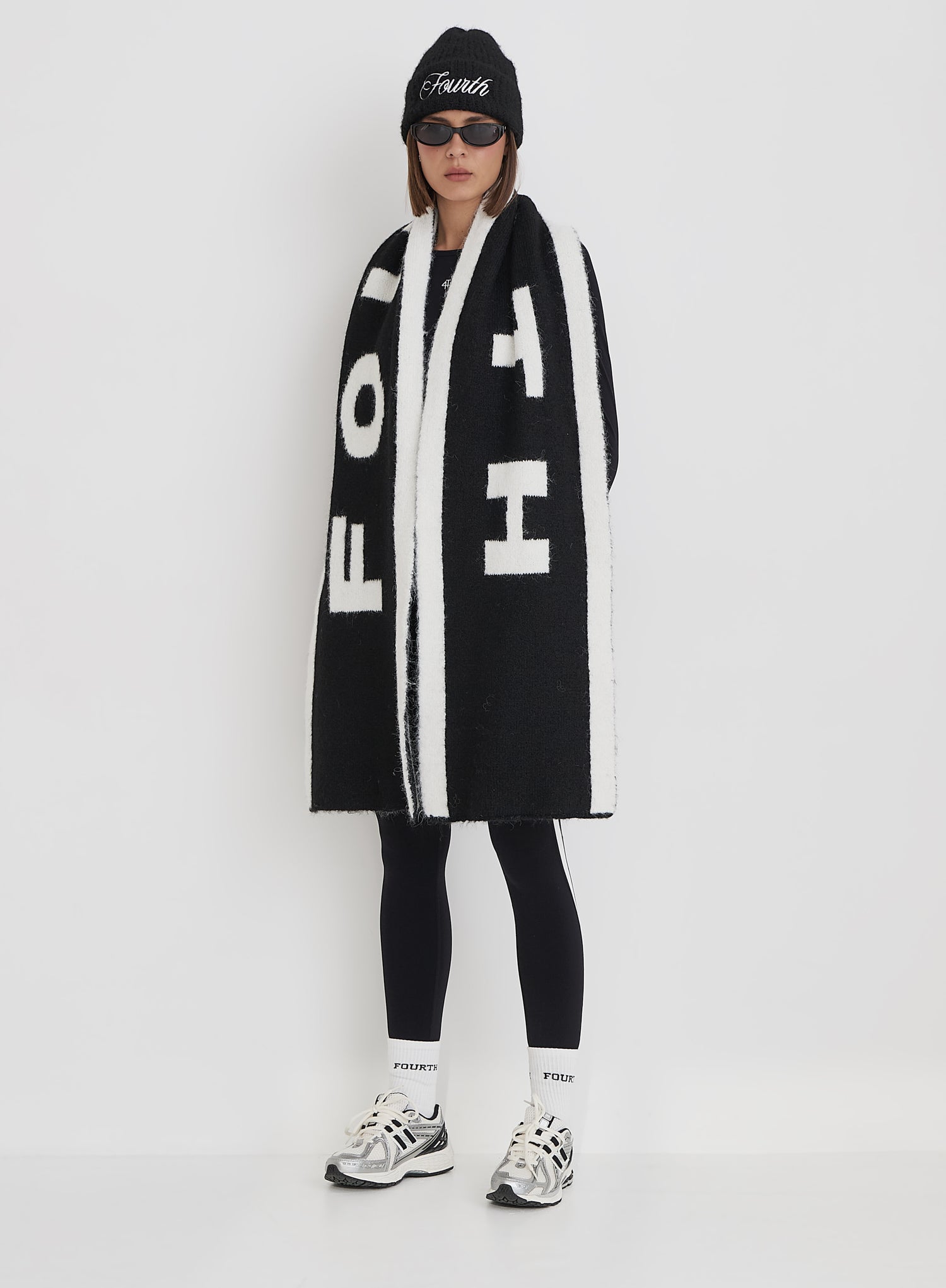 Black Fourth Branded Knitted Scarf